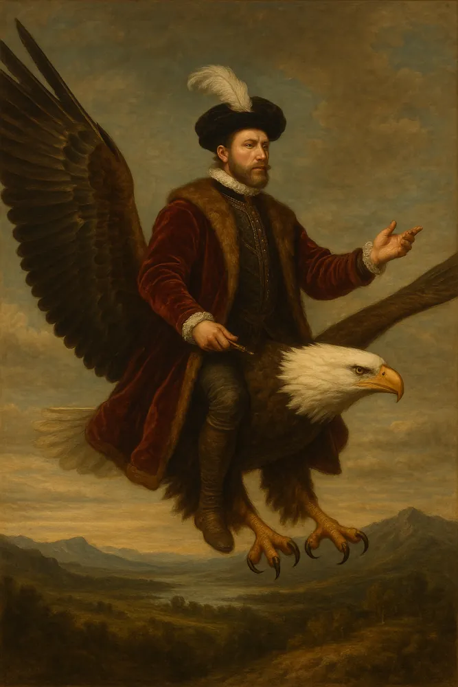 Man Riding Bald Eagle