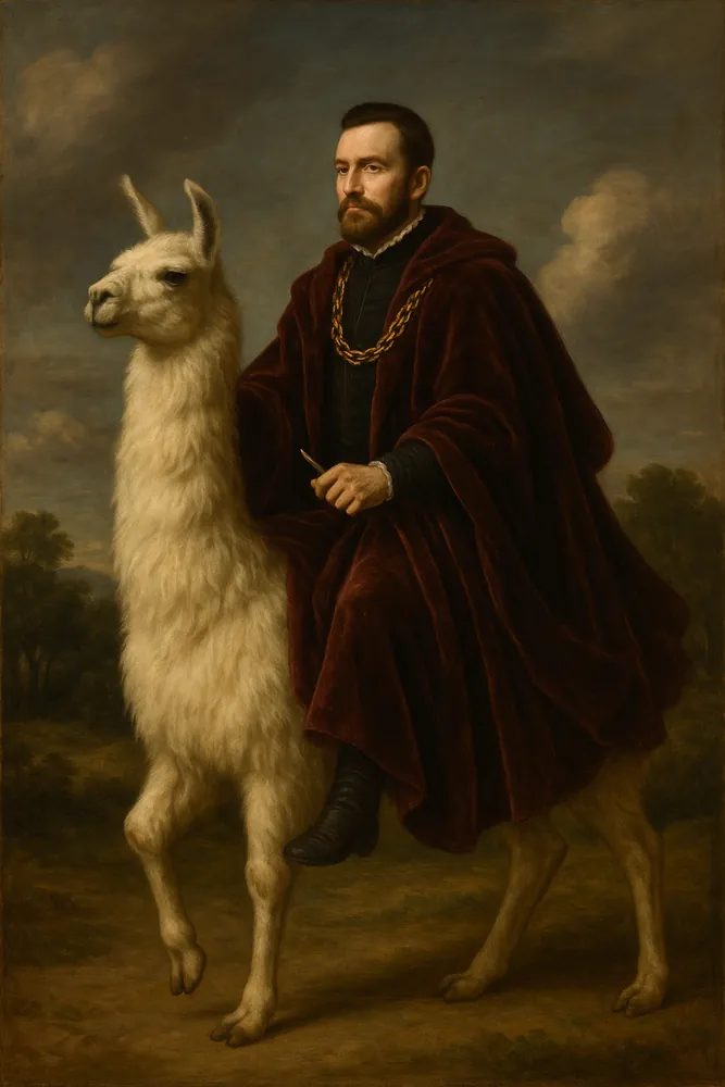 Man Riding Llama