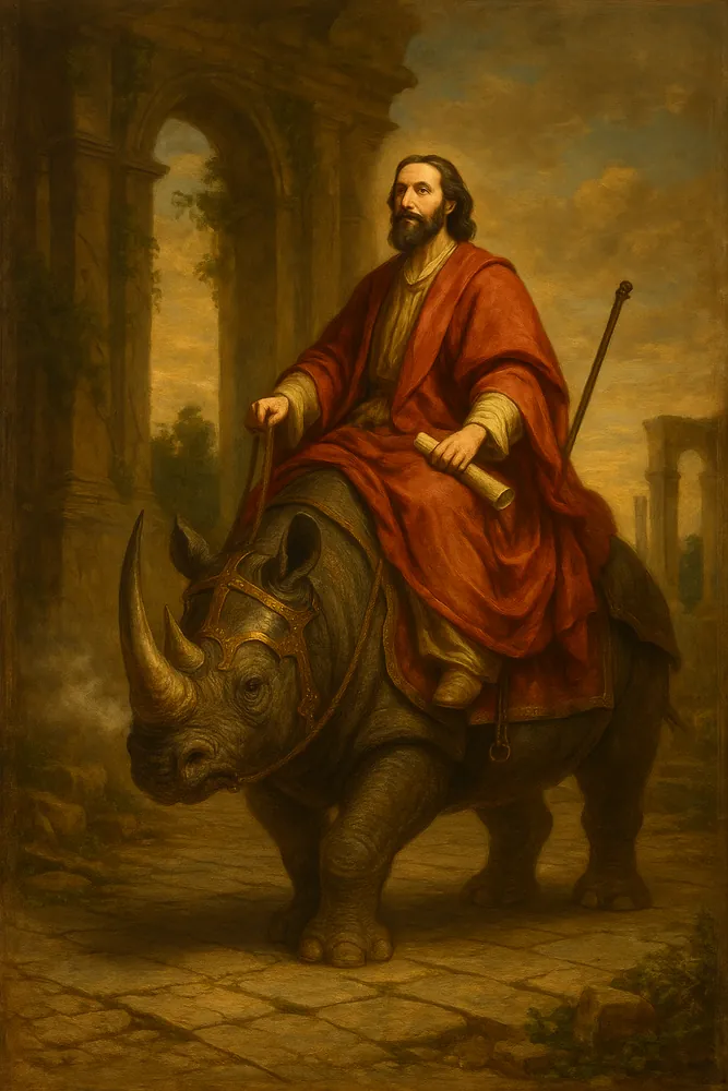 Man Riding Rhino
