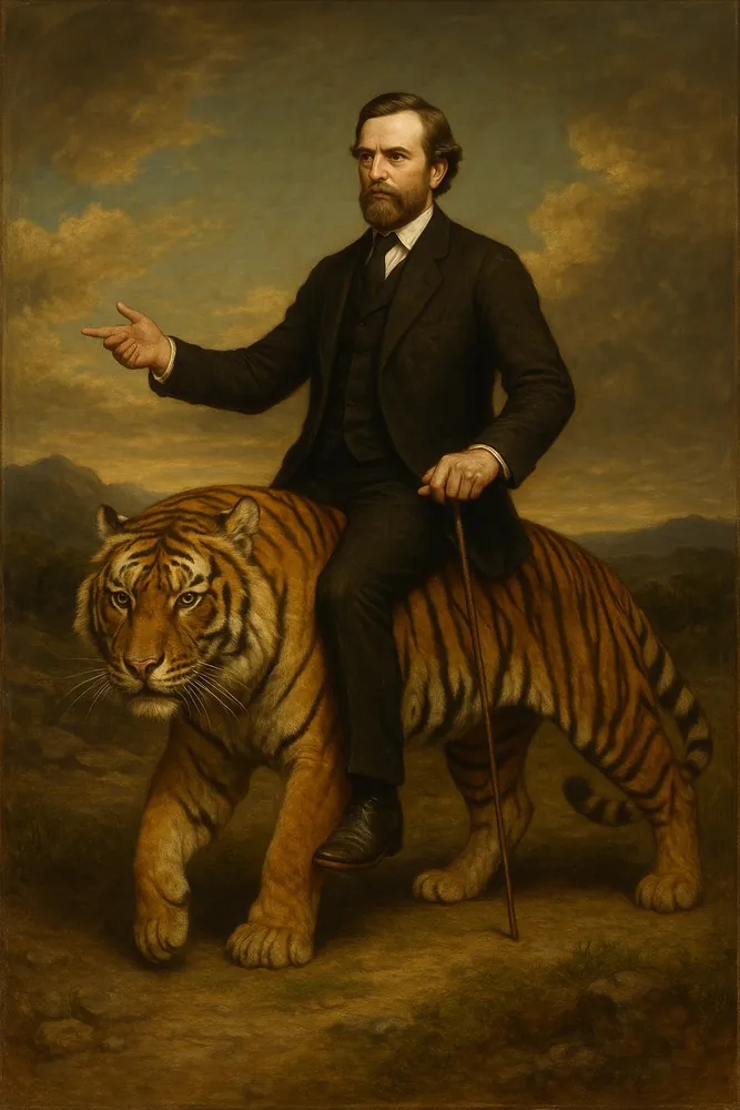 Man Riding Tiger