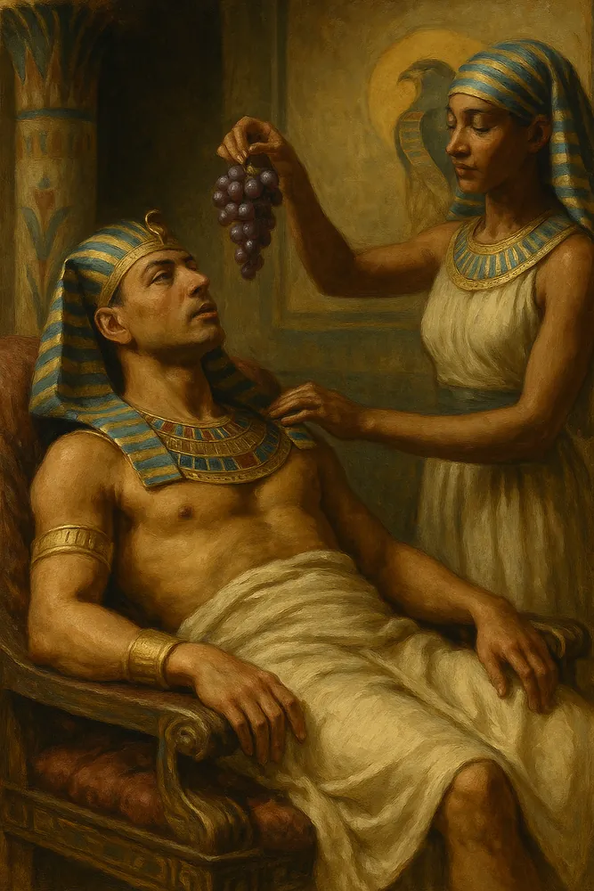 Pharaoh Being Fed Grapes